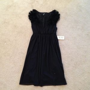 Black rosette sleeve dress