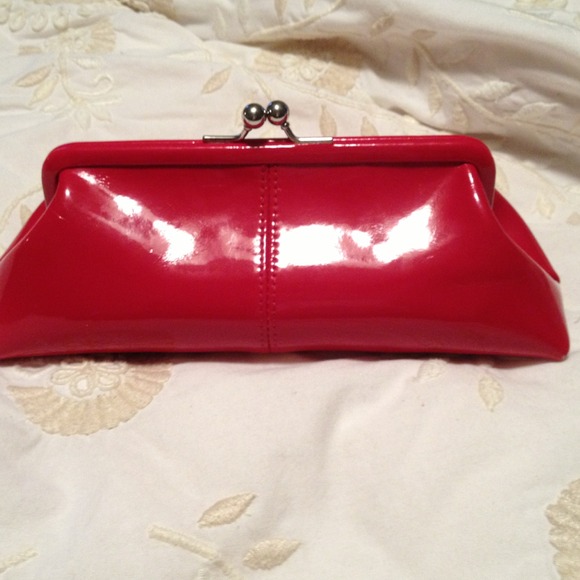 Red leather clutch