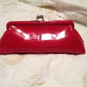 Red leather clutch