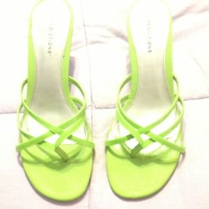 Lime green sandals.  Size 10