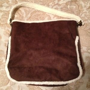 Brown suede winter purse