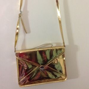 Gold messenger crossbody bag/clutch