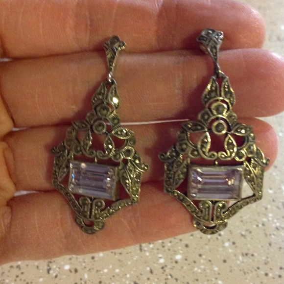 Beautiful amethyst marcasite earrings