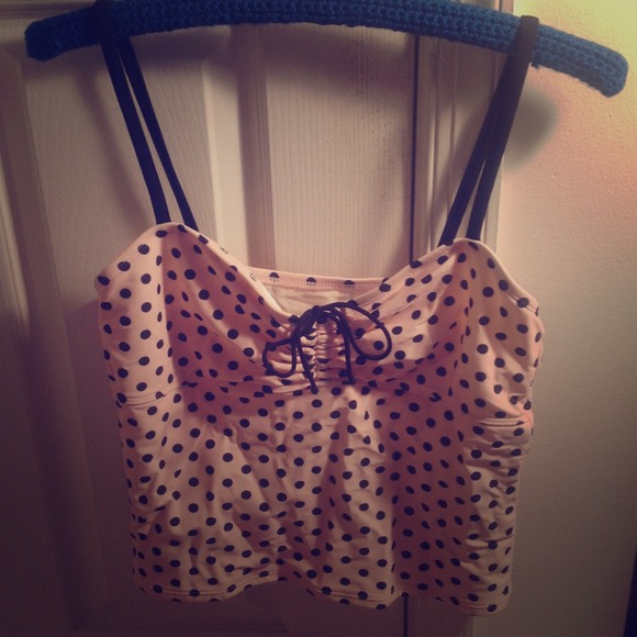Pink polka dot tankini top
