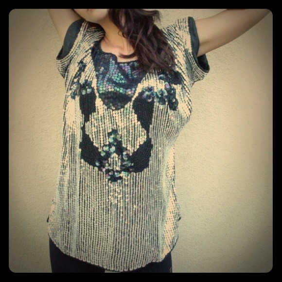 SOLD AS BUNDLE... VINTAGE black silver sequin top