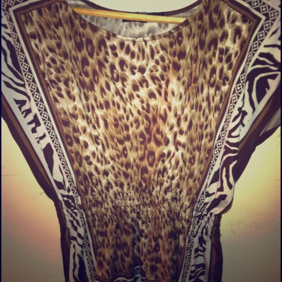 Brown,Tan & White Leopard Print classy shirt