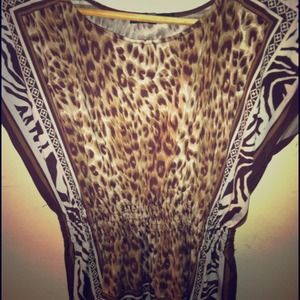 Brown,Tan & White Leopard Print classy shirt