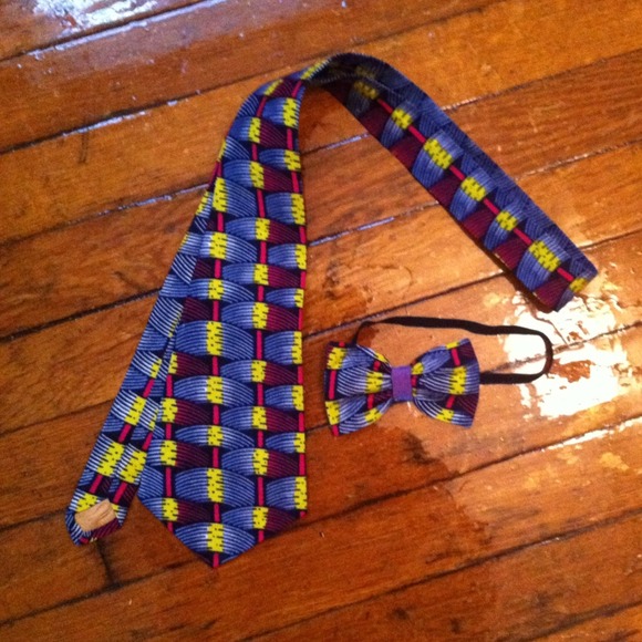 A pair of customized jeans, belt, bow tie & tie!