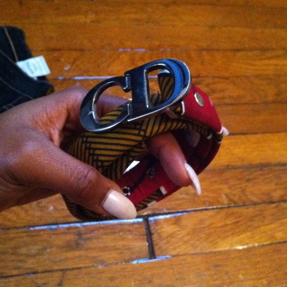 African print customized jeans , ties and belt.