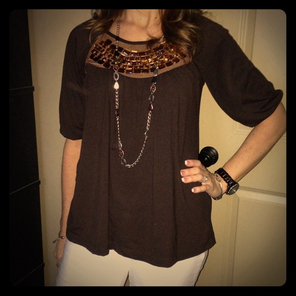 BUNDLED!! American City Wear brown jeweled top S