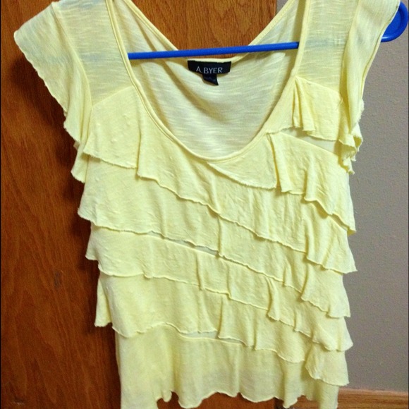 Yellow frilly cute dress top A. Byer