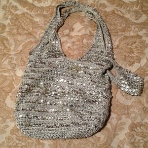 Glitzy silver sequin hobo bag
