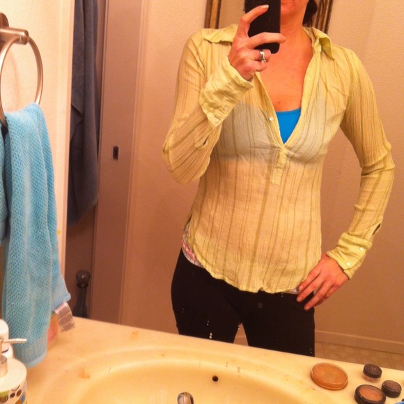 Lime green sheer v neck