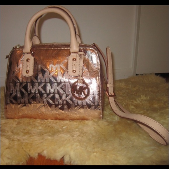 SOLD Michael Kors Metallic Rose Gold Handbag