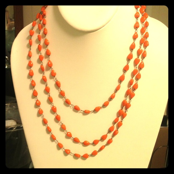 Vintage Orange Necklace really long tripled here