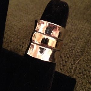 Cigar band silver and gold ring