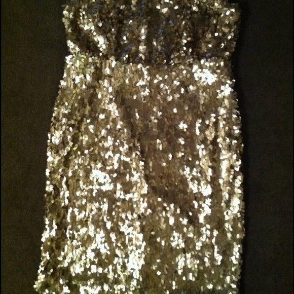 Gold sequin Urban Outfitters strapless dress