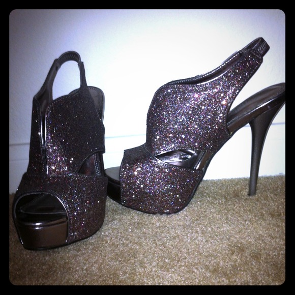 Multi colored glitter heels