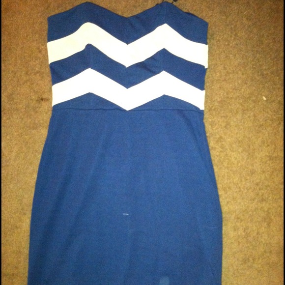 Chevron strip strapless dress