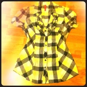 Yellow Plaid Button-Up Shirt