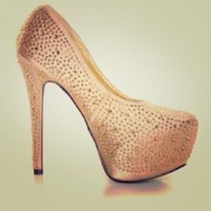 Gold rhinestone platform heel