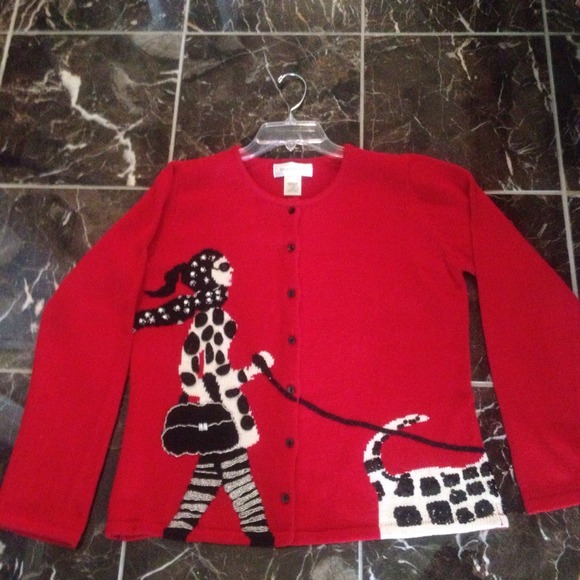 Sold- trade to lli- Red sweater w/sequin detail