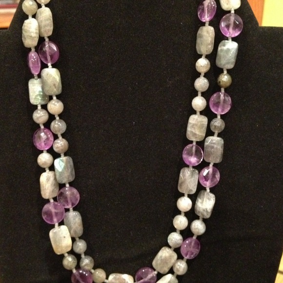 Labradorite and amethyst double strand necklace - Picture 1 of 1