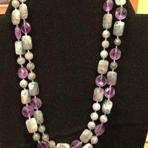 Labradorite and amethyst double strand necklace