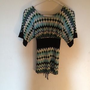 Green and black, tie in the back top