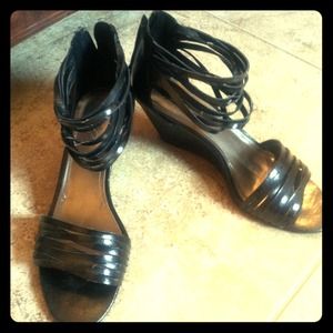 REDUCED! Black gladiator wedge heels