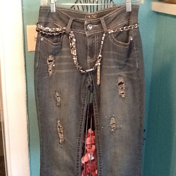 *REDUCED* Cache bootcut jeans & cute belt size 2
