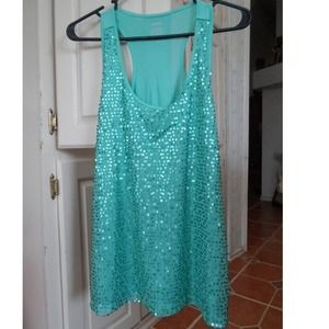 Aqua razor back sequin top