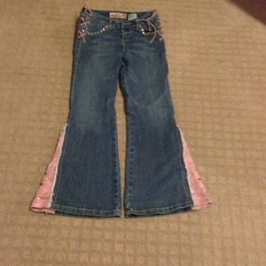 Blue and pink kids jeans