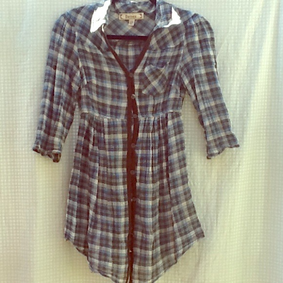 Plaid shirt/dress button up size s