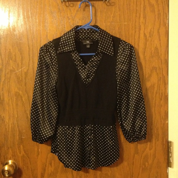 Top with satiny covered buttons and vest