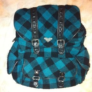 Salute turquoise plaid Roxy backpack!