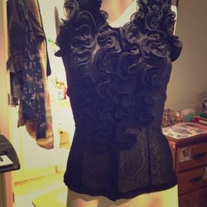 Sheer black dress top