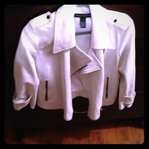 White lamb skin Moto jacket fcuk