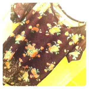 Purple/Plum Floral Print Hi lo top