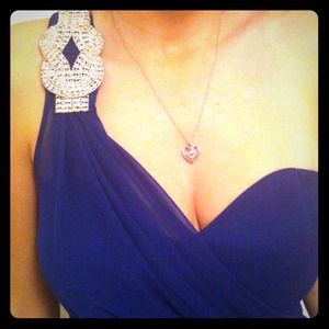 Elegant blue dress with beautiful diamonds