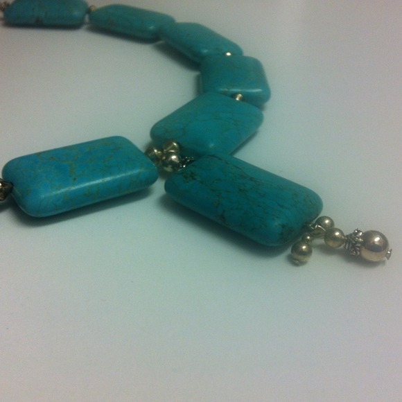 Real turquoise necklace. 12" with droplet in front