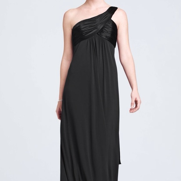 One strap long jersey cascading dress
