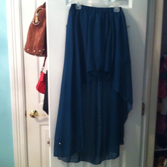 Dark Emerald chiffon hi-low skirt