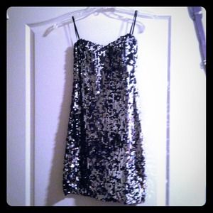 Fancy short black and silver sequin dress SMALL