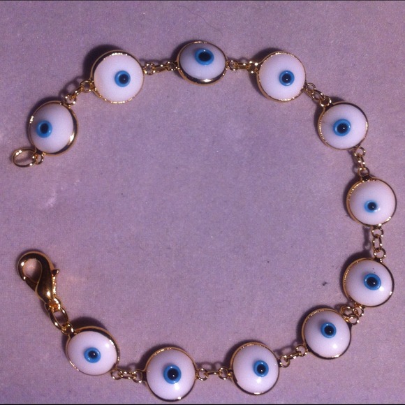 Gold plated evil eye bracelet.