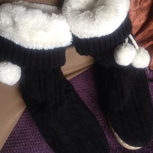Comfy Black Boot Slippers