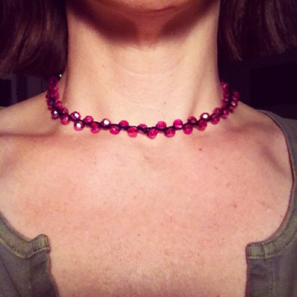 REDUCED!!  Pink and black handmade bracelet/choker - Picture 2 of 3
