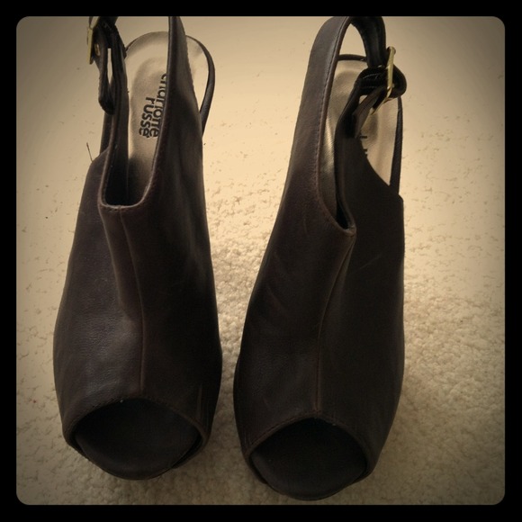 Brown open toe heels!