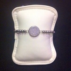 .925 Bezeled White Druzy Connector Bracelet