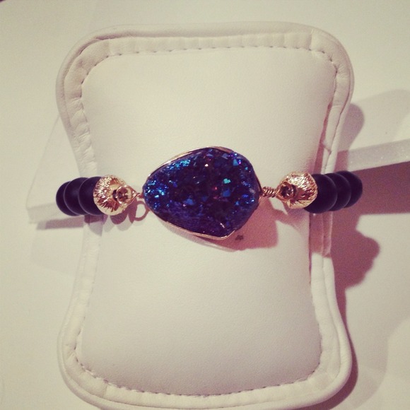 Blue Druzy Connector Bracelet